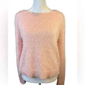 Live Love Dream Eyelash Cropped Sweater with Long Sleeves in Baby Pink Size SP